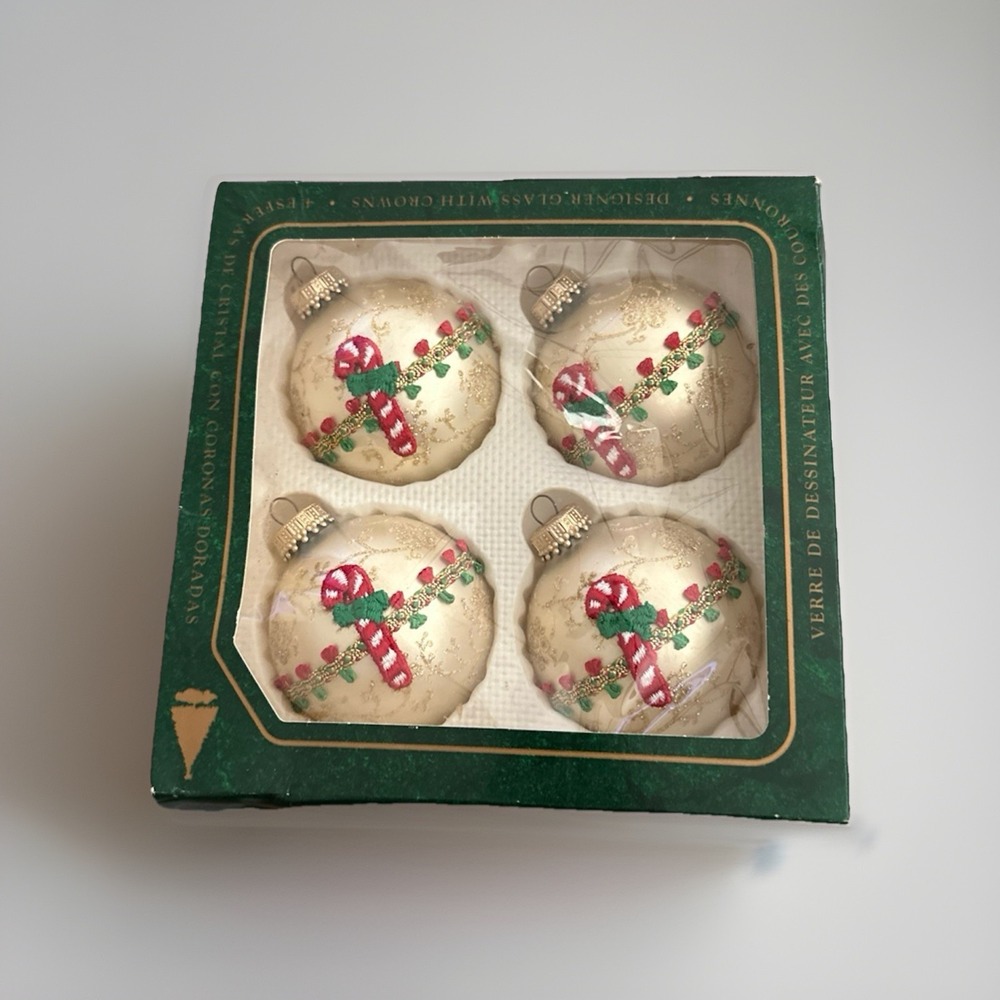 Vintage Christmas by Krebs Brocade & Candy Cane Ornaments - Set of 4‎